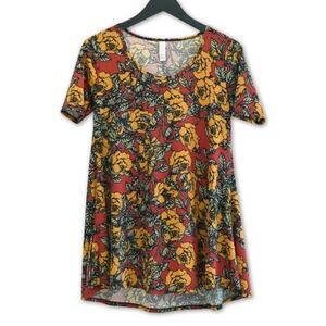 LuLaRoe Tunic Top Womens XXS Fall Colors Boho Western Floral Casual Tee Shirt